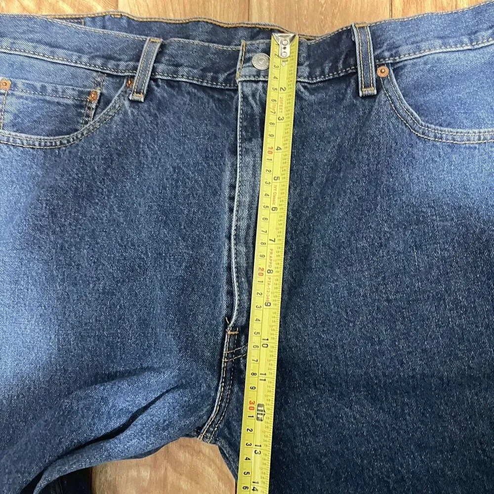 Levis 505 Jeans Size 42 X 30 Blue Medium Wash Workwear Casual Straight Leg Denim